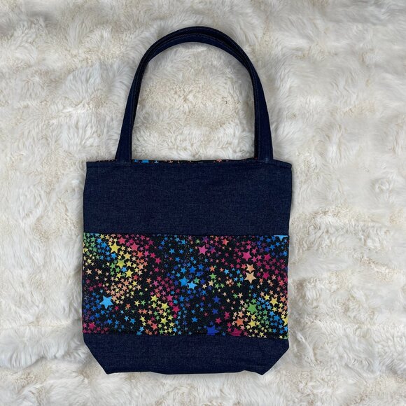 Handmade | Colorful Jeans and Stars Tote bag - Picture 1 of 7